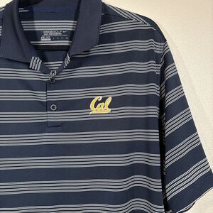 Cal Berkeley Polo Shirt Mens 2X  Blue Stripe Golf Nike NCAA California Golden